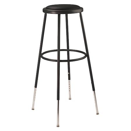 National Public Seating Blk Vinyl Stool, 31-39"H, Welded Tube Leg 6430H-10